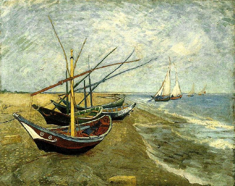 Vincent Van Gogh fiskear pa stranden vid saintes-mariesbat